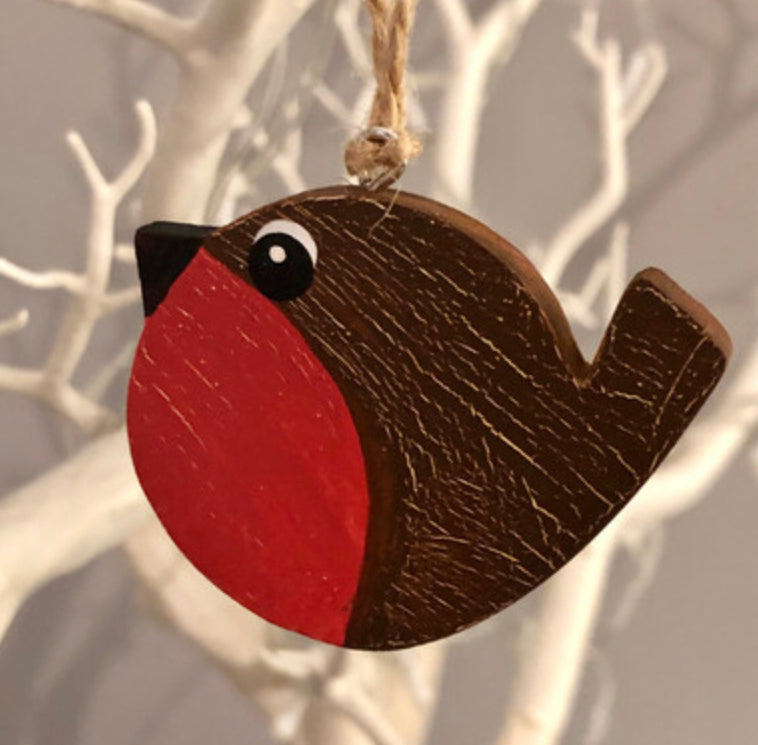 Wooden robin decoration by Shoeless Joe
