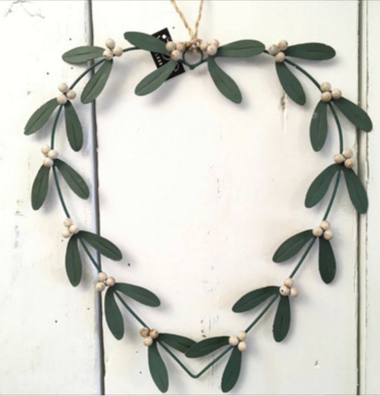 Heart shaped mistletoe wreath by Shoeless Joe
