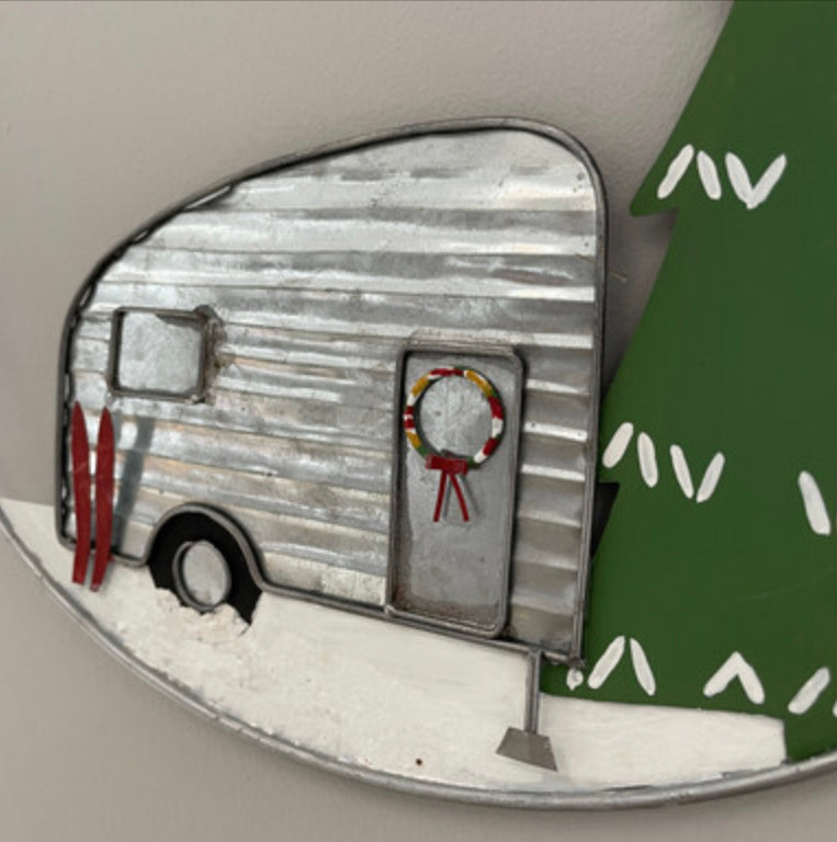 Caravan with Christmas tree wreath by Shoeless Joe