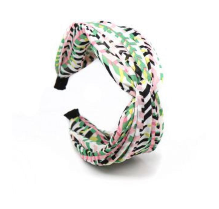 Green mix jazzy geo print headband/ hairband by POM
