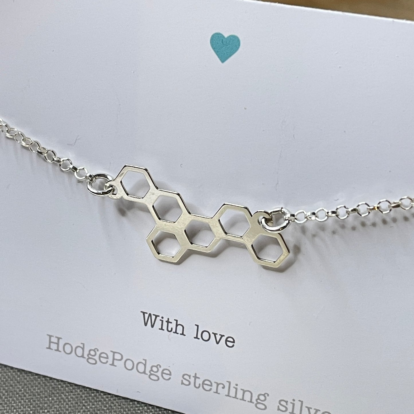 Honeycomb sterling silver bracelet.