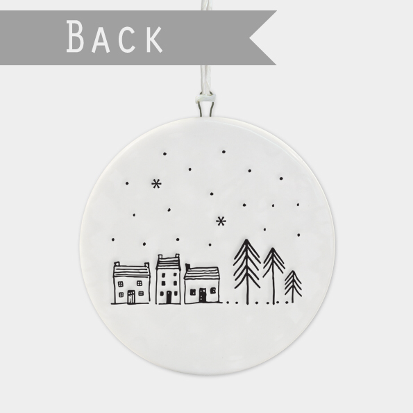 Hearts come home for Christmas Flat porcelain bauble by East of India.
