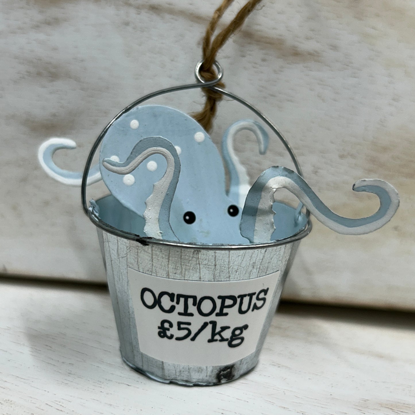 Octopus in a bucket hanging decoration