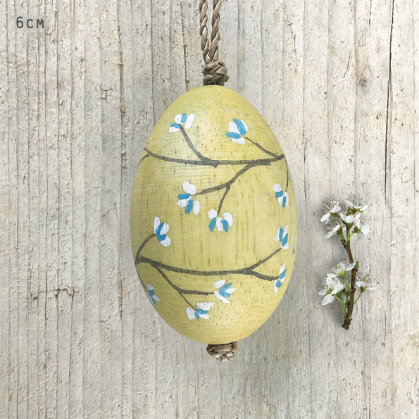 Blossom painted wooden hanging egg Easter decoration