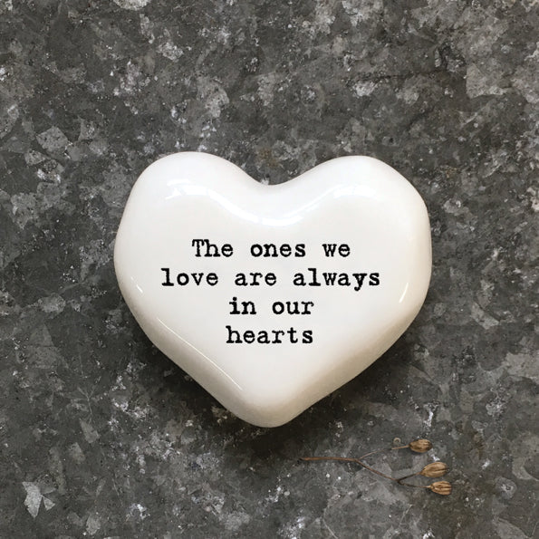 White heart token-The ones we love are always in our hearts