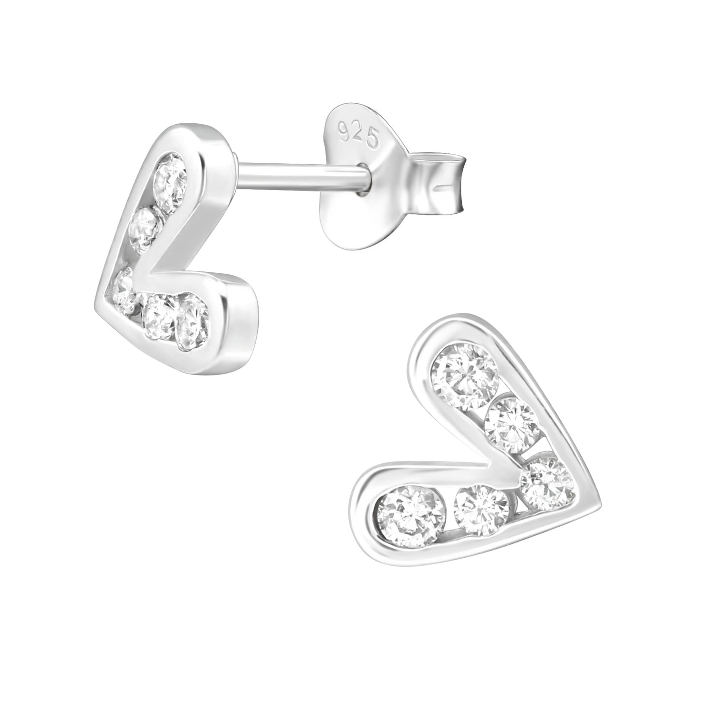 Heart sterling silver stud earrings