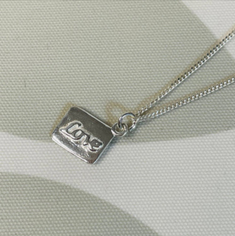 Love letter charm sterling silver necklace