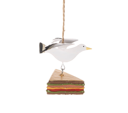 Seagull steals sandwich hanging decoration by Shoeless Joe