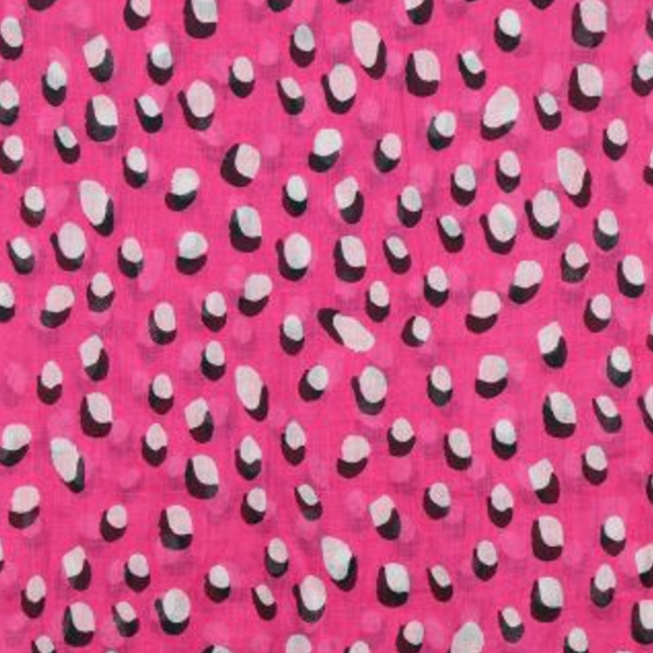 Bright pink scarf with white dot and shadow print by POM