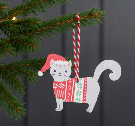 Grey standing Christmas cat tree decoration