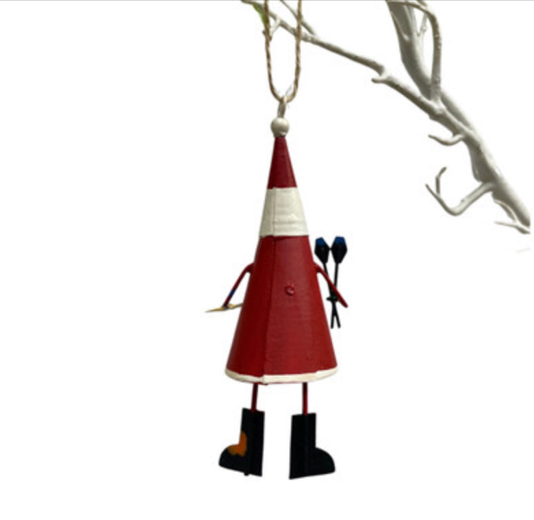 Artist Santa hanging Christmas decoration by Shoeless Joe