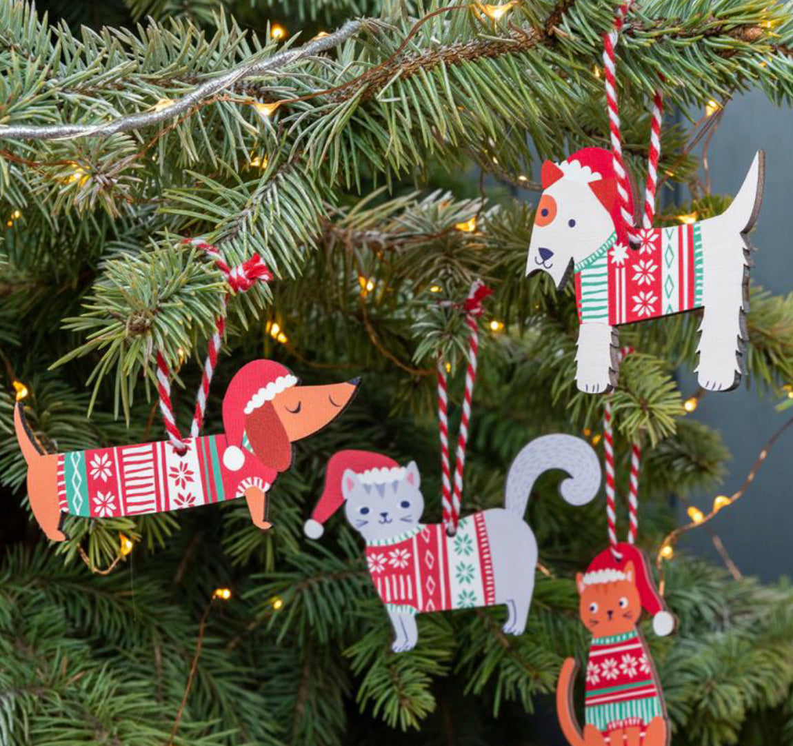 Wooden sausage dog Christmas decoration
