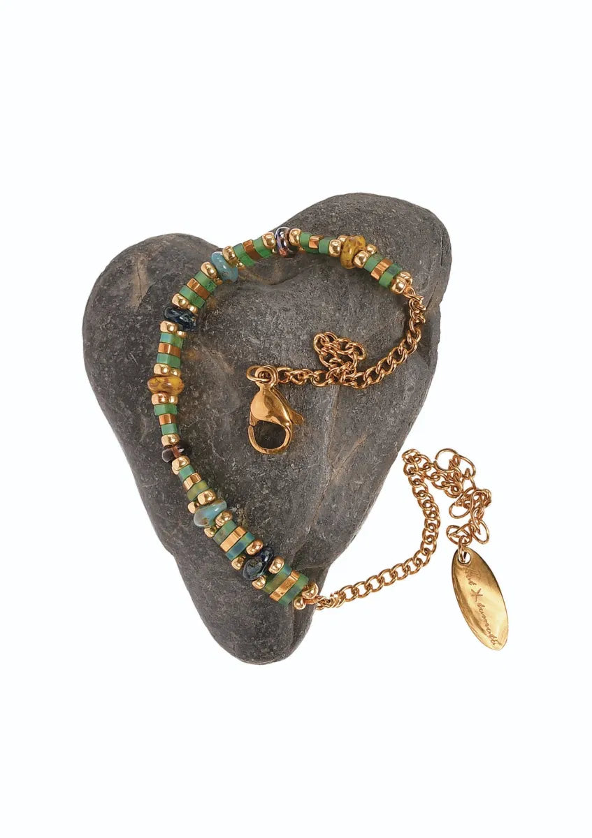 Miyuki Bead Blend Bracelet gold plate stainless steel