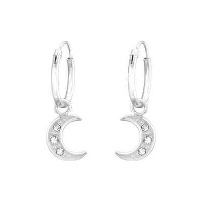 Moon sterling silver hoop earrings
