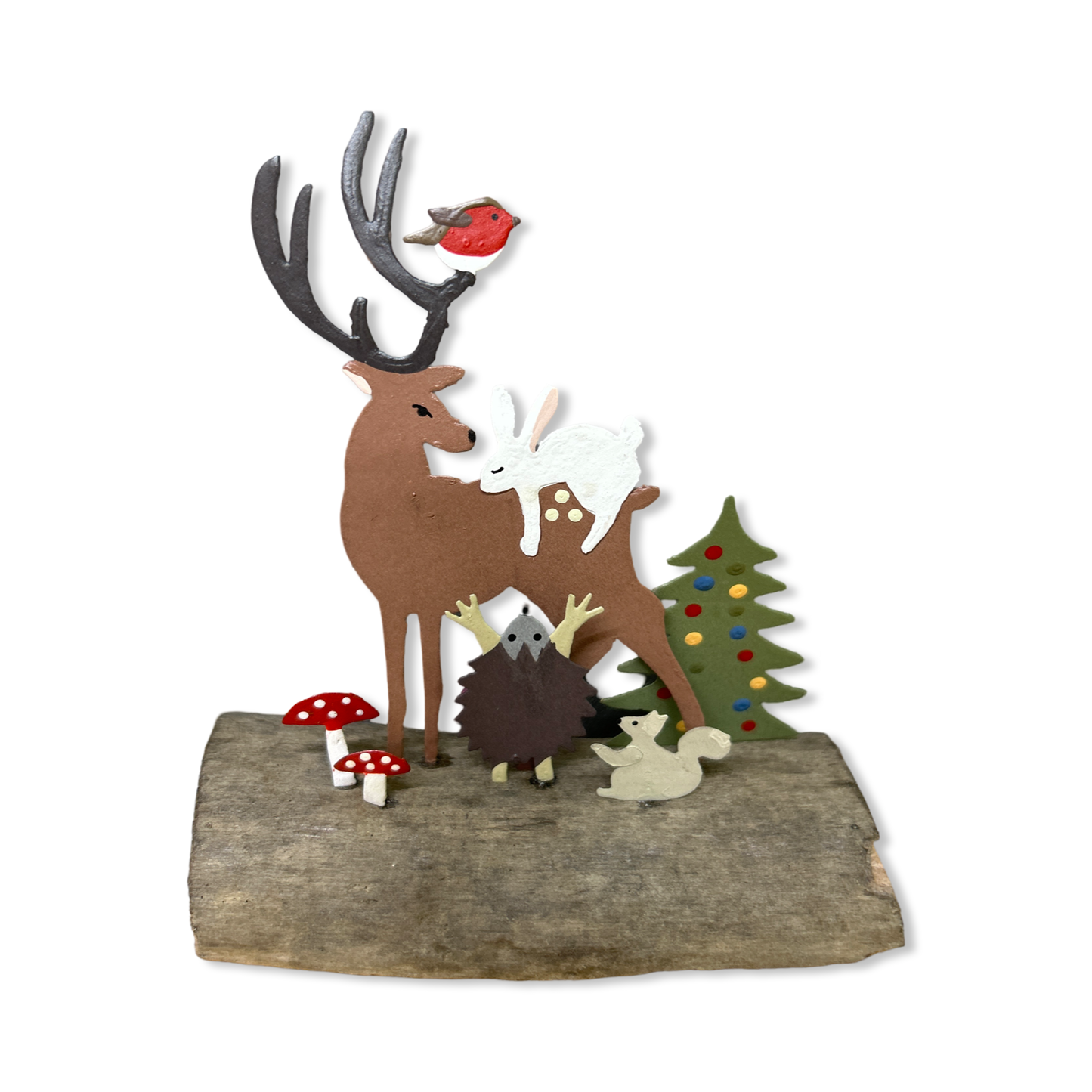 Deer & woodland animals standing Christmas decoration by Shoeless Joe