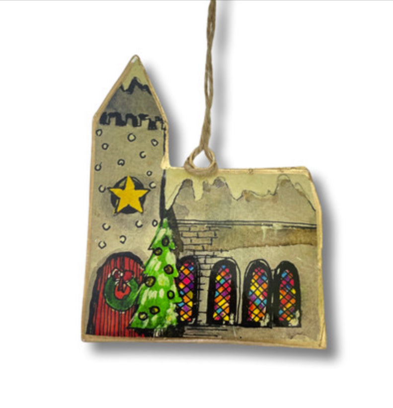 Christmas church metal hanging decoration by Shoeless Joe