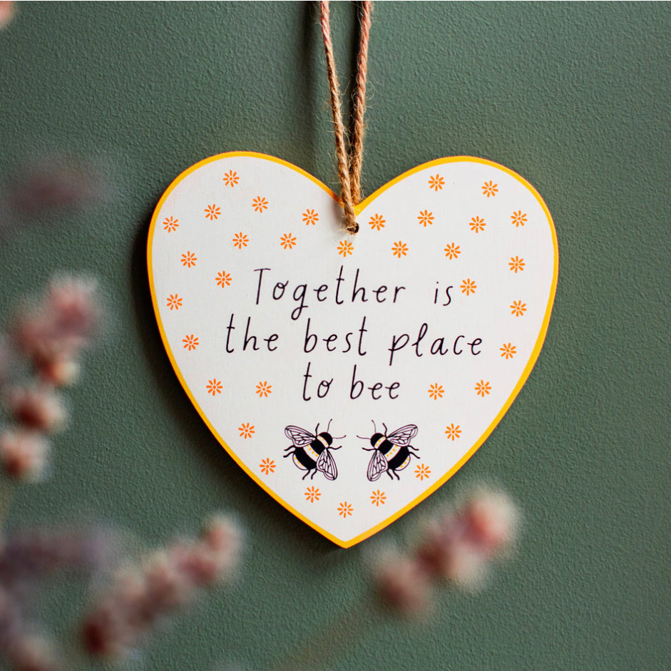 Together is the best place to bee. Bumblebee hanging heart