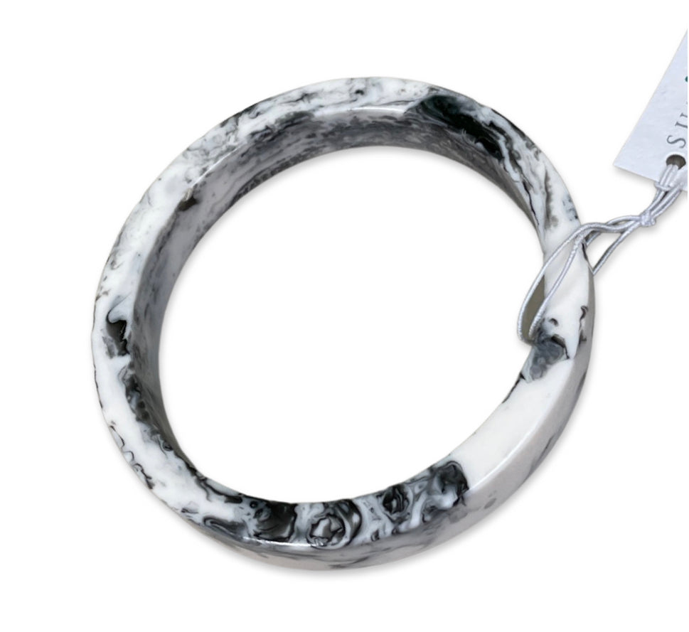 Grey & white resin bangle by Suzie Blue