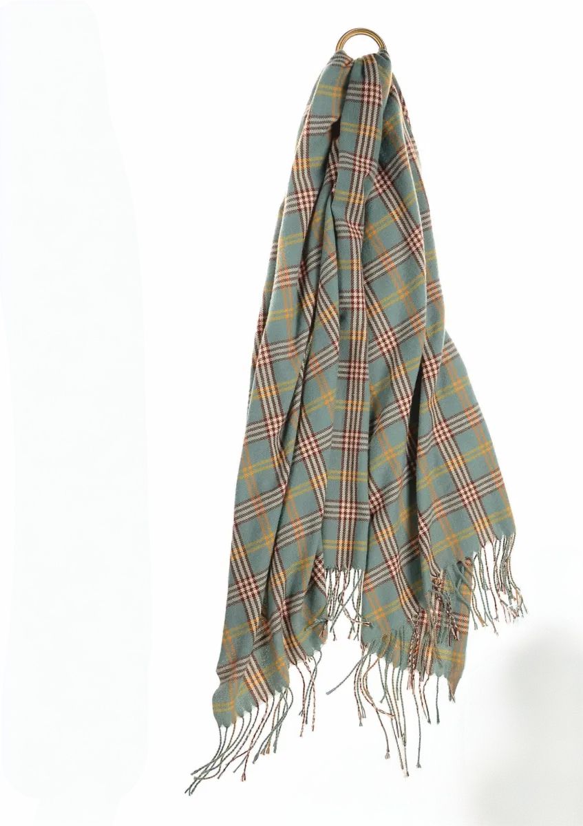 Classic Check tartan scarf in aqua & chocolate