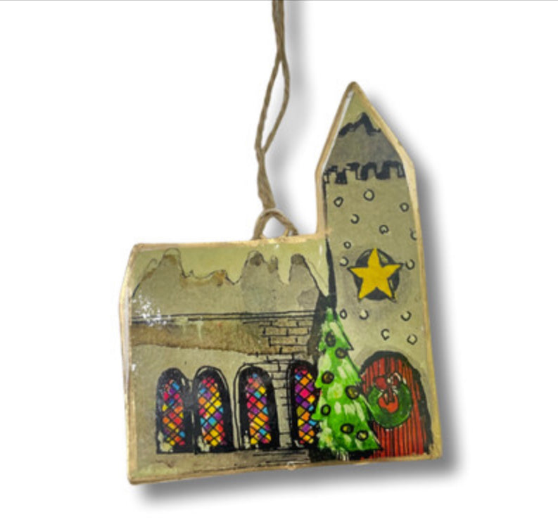Christmas church metal hanging decoration by Shoeless Joe