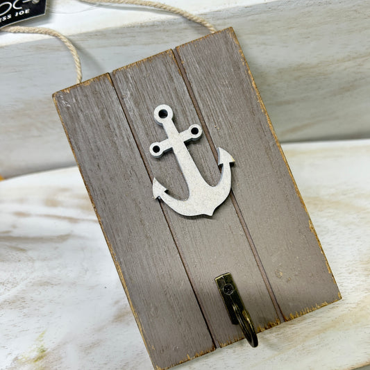 Anchor small key hook wooden hanging plaque