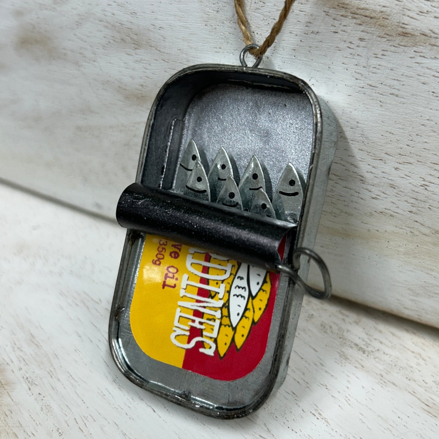 Tin of sardines hanging decoration