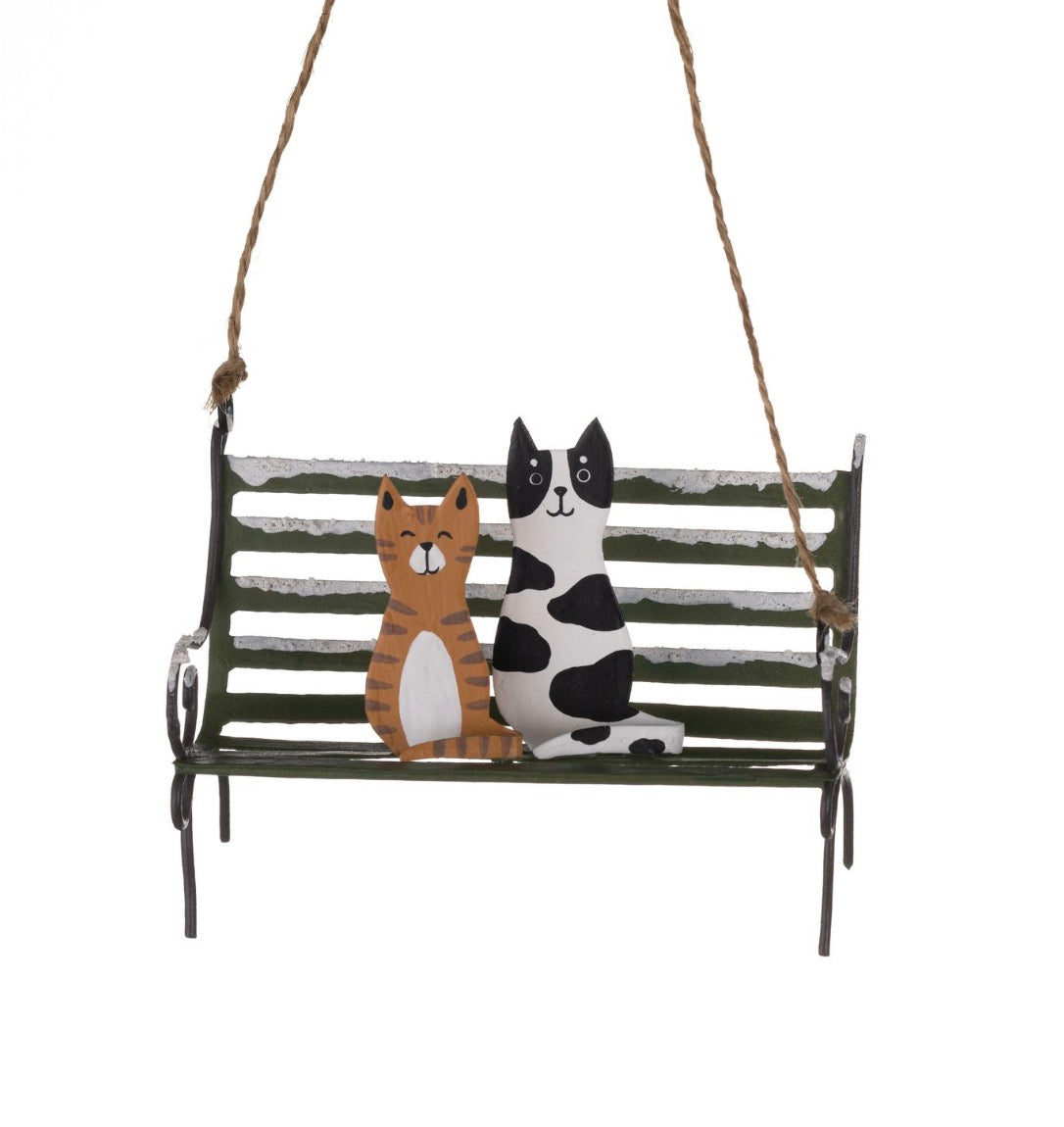 Christmas cats on Park Bench hanging decoration
