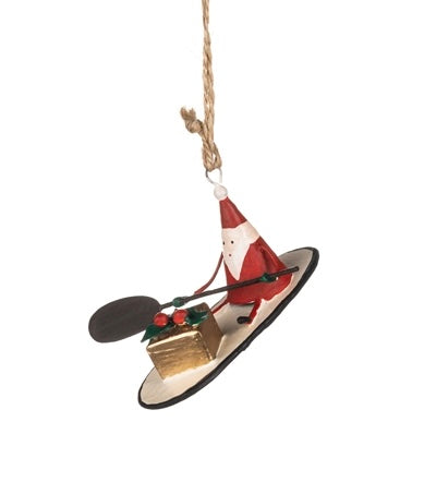 Mini Paddle boarding Santa Christmas tree decoration