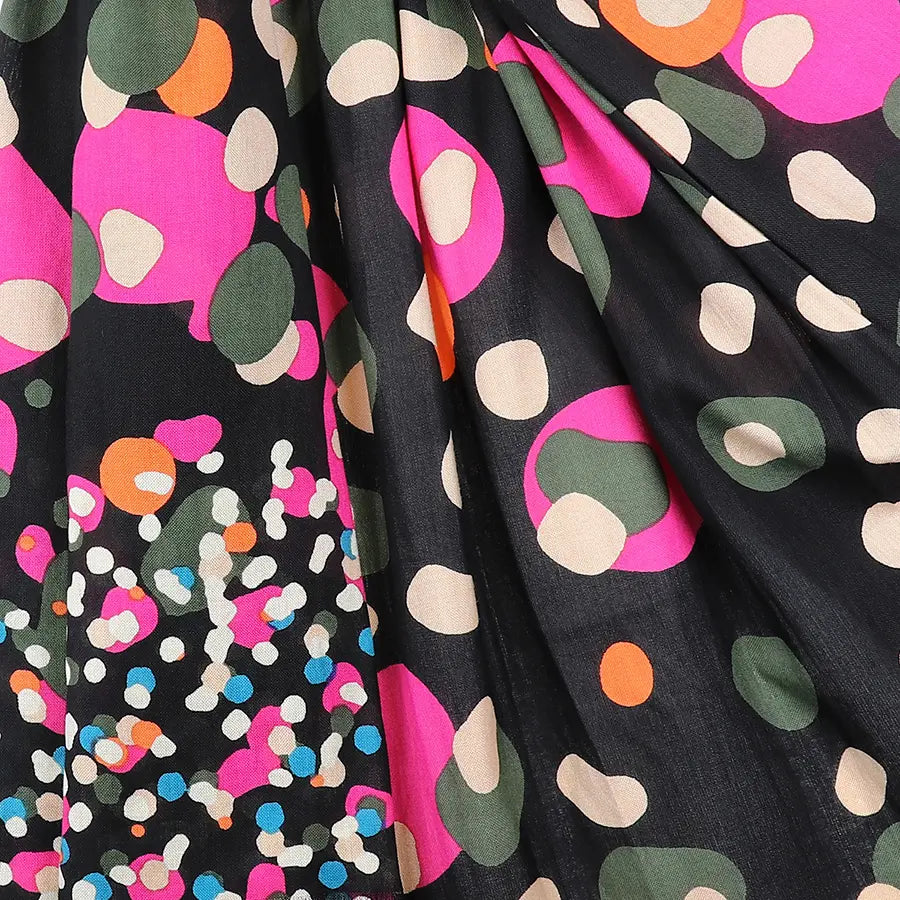 Black multi mix gradient spot print scarf