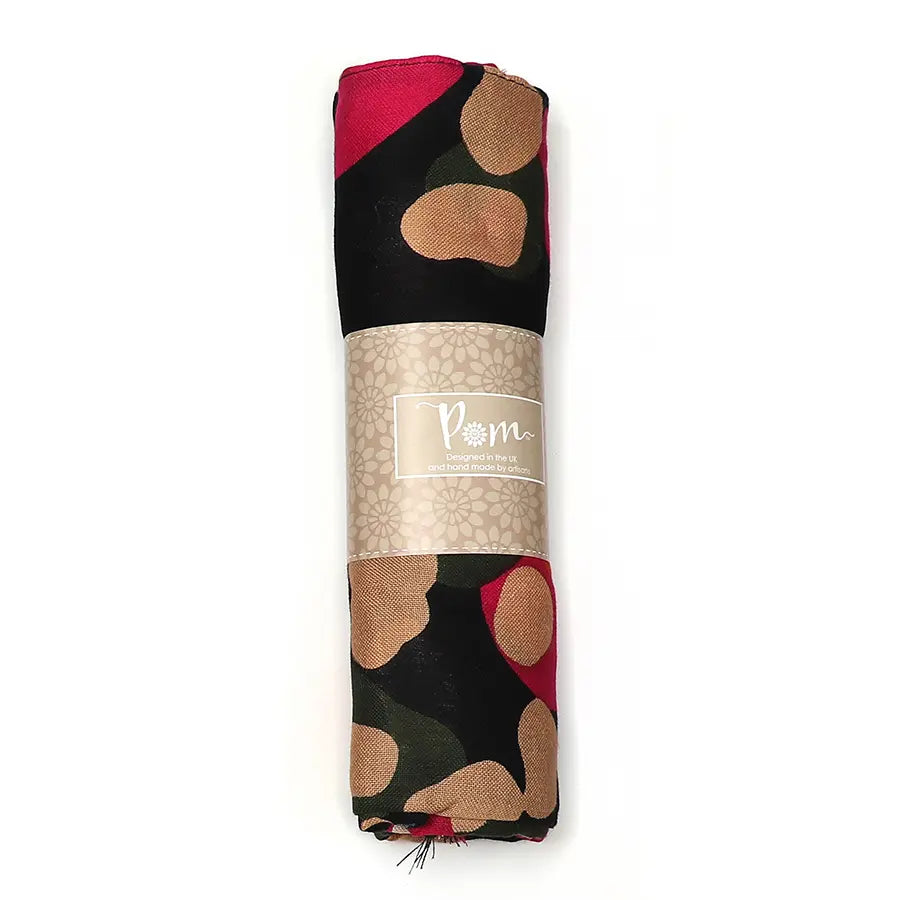 Black multi mix gradient spot print scarf