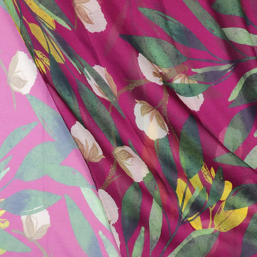 Recycled aubergine botanical print scarf