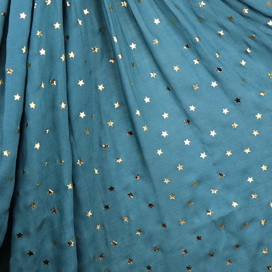 Teal scarf with metallic star print