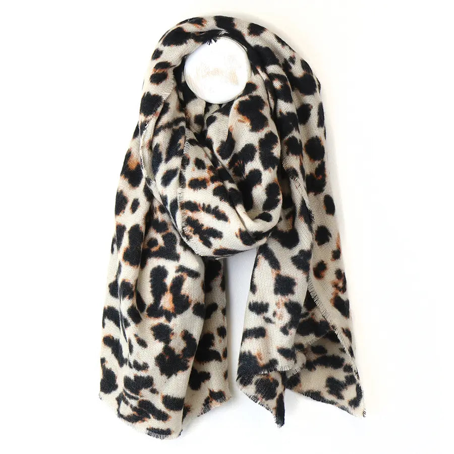 Beige mix soft animal print scarf