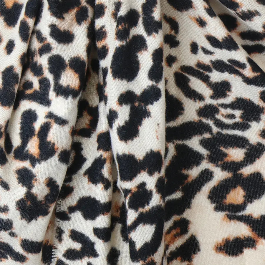 Beige mix soft animal print scarf