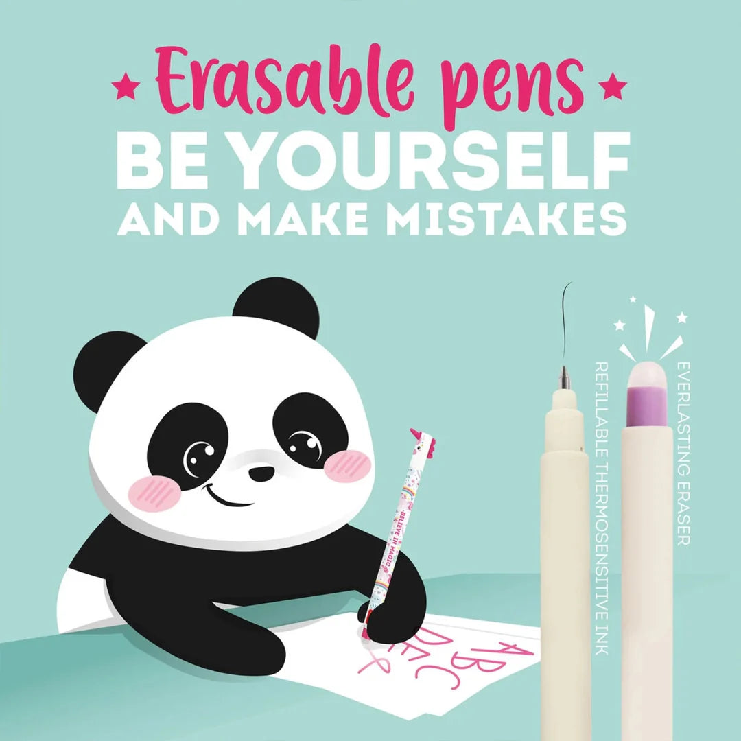 Panda with bamboo erasable ink pen. Legami