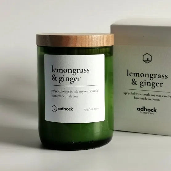 Lemongrass & Ginger Wine Bottle Candle by Adhock homeware