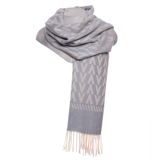 Light blue v design cashmere blend scarf