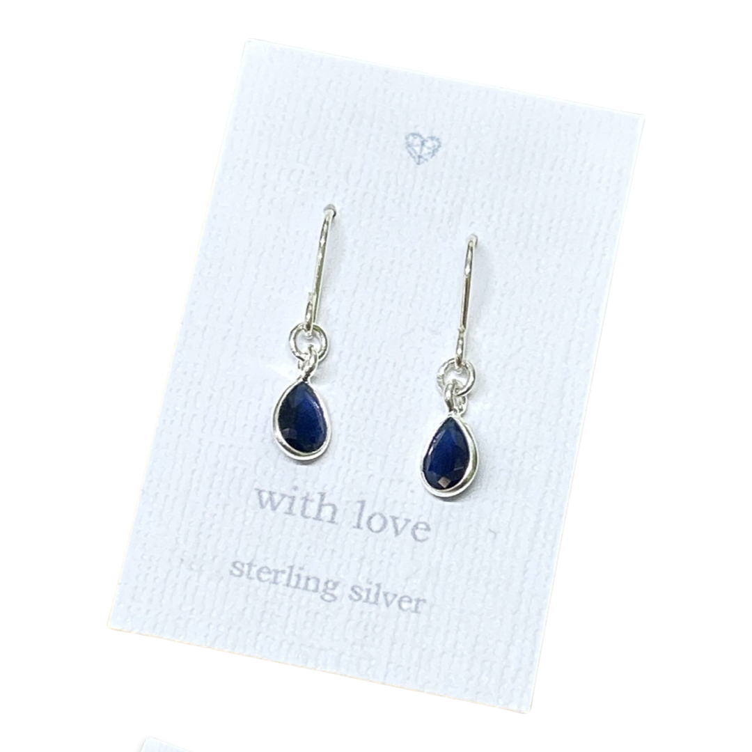 Semi precious gem stone drop earrings- sterling silver