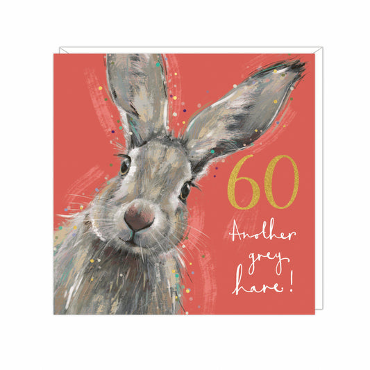 60th birthday card- Another grey hare