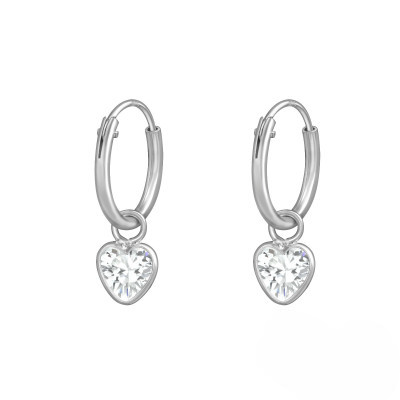small hoop earring with cubic zirconia heart