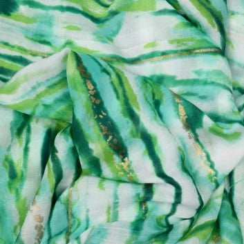 Green & gold brush stroke lightweight scarf