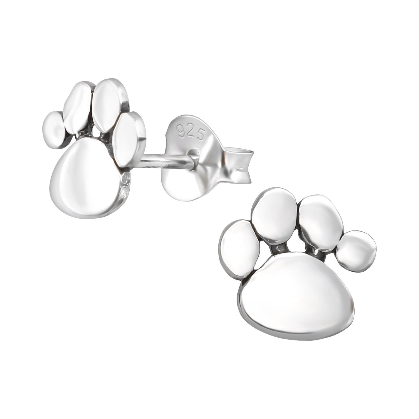 Paw print sterling silver earrings