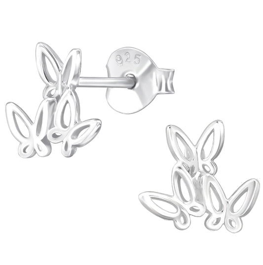Tripple butterfly sterling silver stud earrings