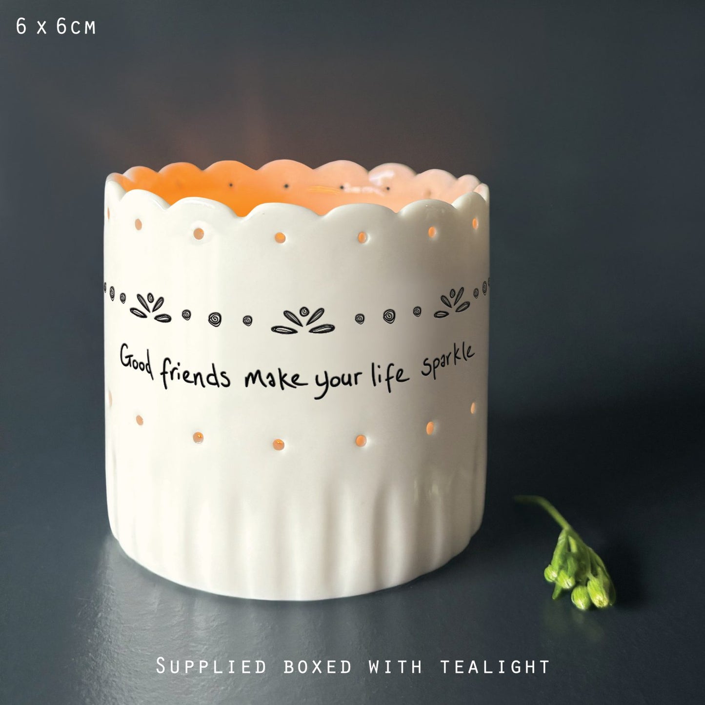 Scallop tea light holder-Good friends make your life sparkle