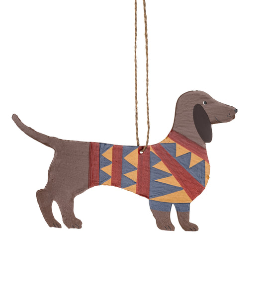 Sausage Dog in Jazzy Jumper Christmas decoration