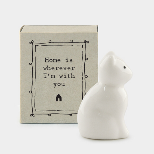 Home is wherever I'm with you. Cat ceramic matchbox keepsake