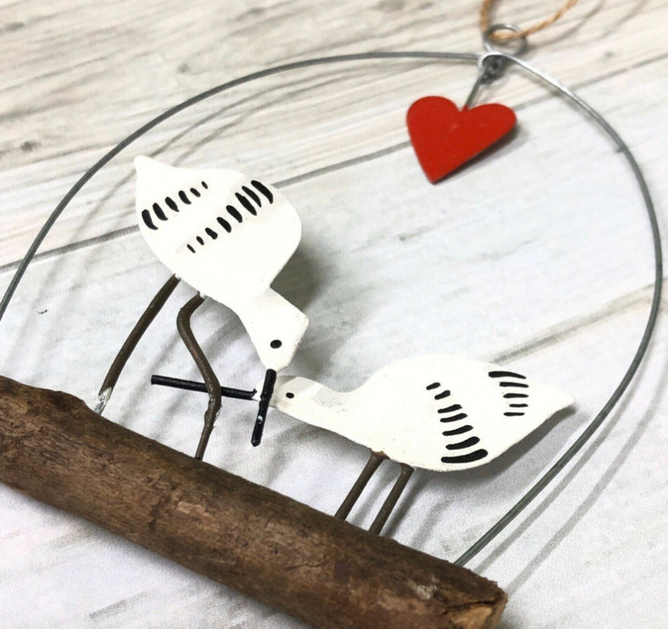 Avocet love story hanging decoration by Shoeless Joe