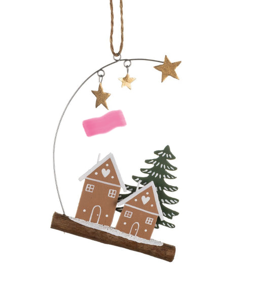 Gingerbread Village Scene Hanging