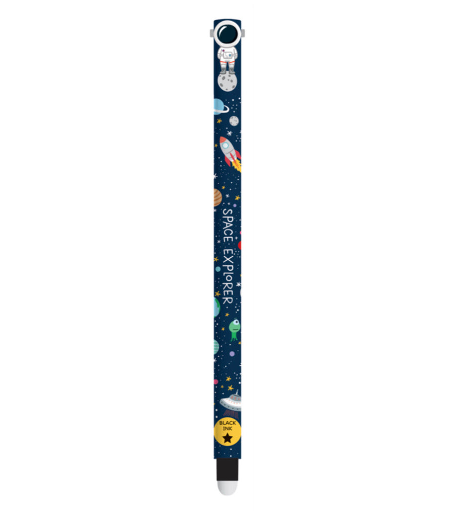 Space explorer erasable black ink pen. Legami
