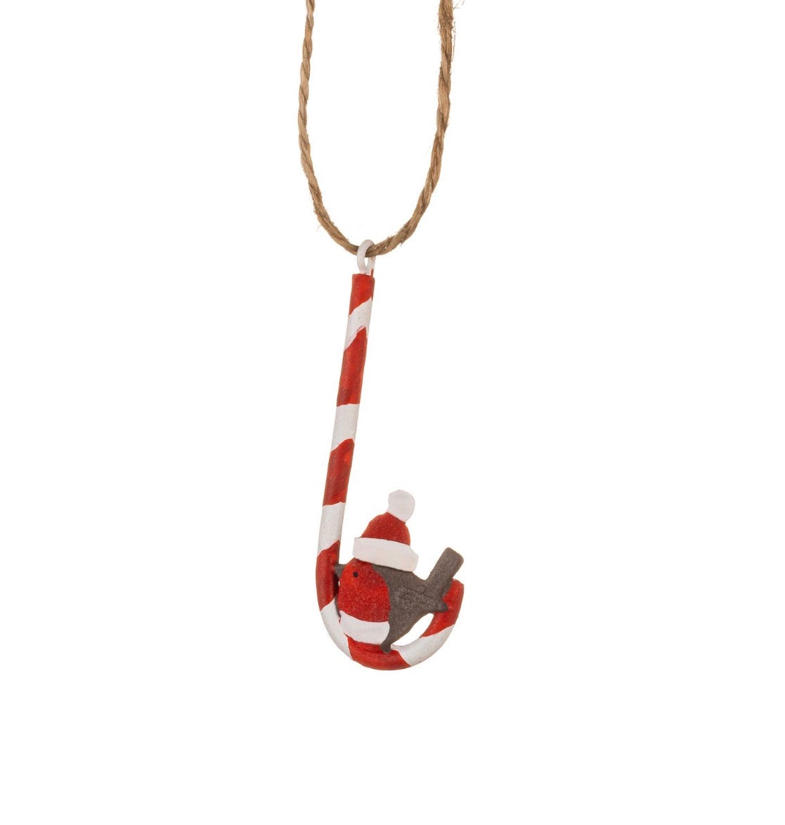 Robin Candy Cane tree decoration.